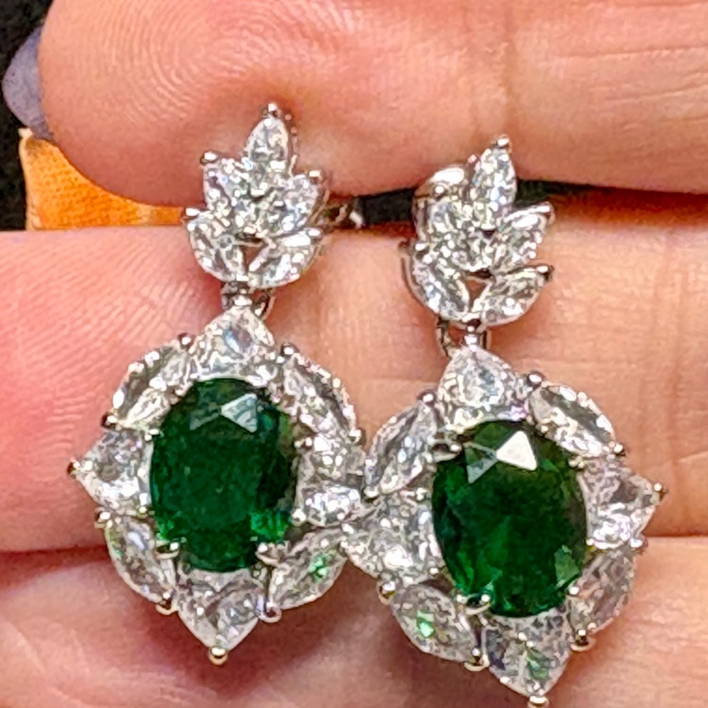 Elegant Silver and Green Earrings